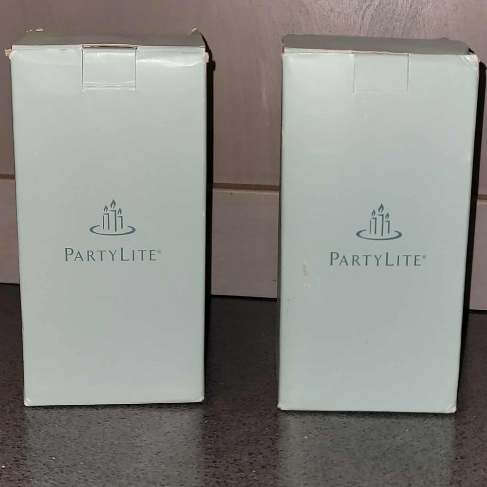 PartyLite Teakwood & Cardamom Square Pillar Candles Lot of 2